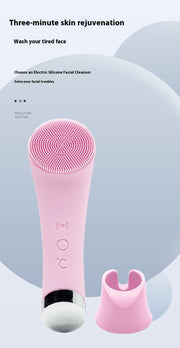 Electric Silicone Facial Brush with Vibration & Heating