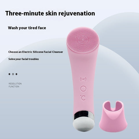 Electric Silicone Facial Brush with Vibration & Heating